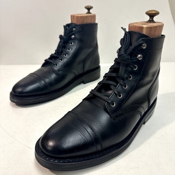 EXCELLENT Thursday Captain Service Boot Cap Toe Triple Black Goodyear Welt 8 - Picture 5 of 13